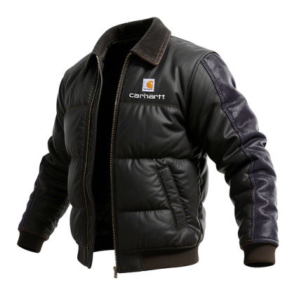 Leather Quilted Bomber Thick And Warm Cotton With Contrast Sleeves For Ultimate Warmth And Style