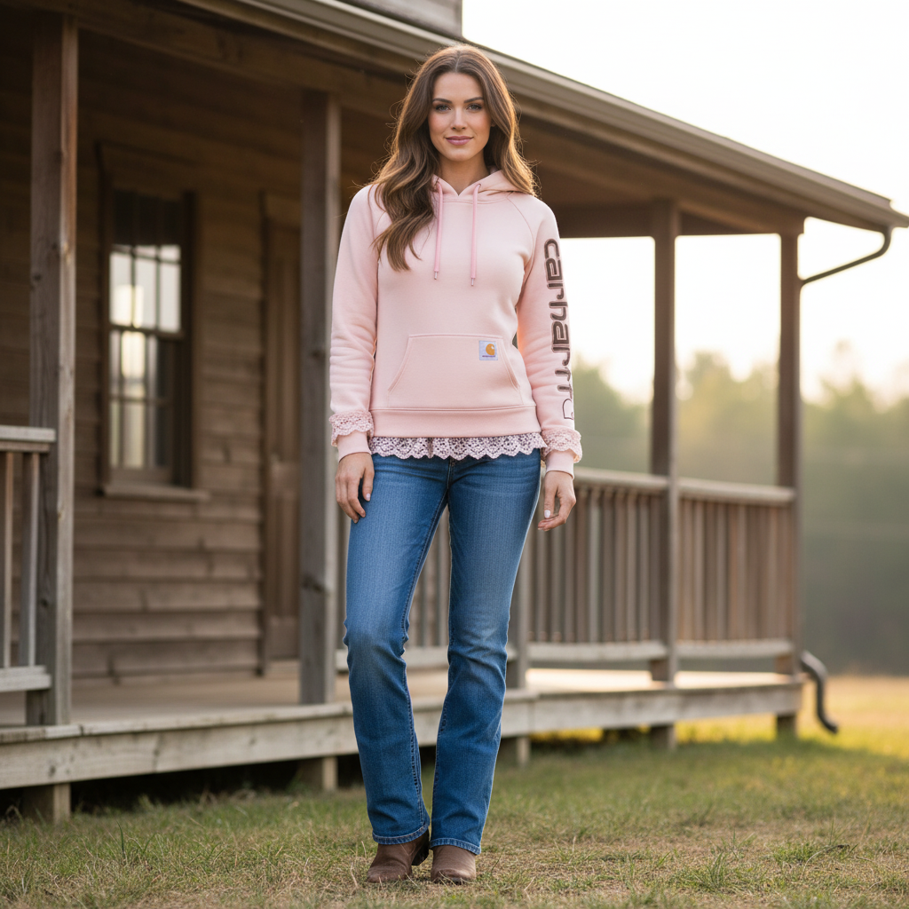 Women's Vintage Light Pink Patchwork Lace Hoodie