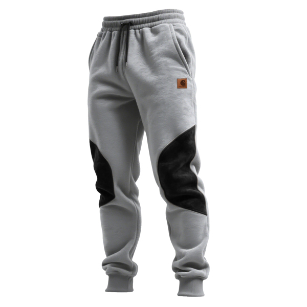 Men's contrast color stitching elastic waist drawstring trousers