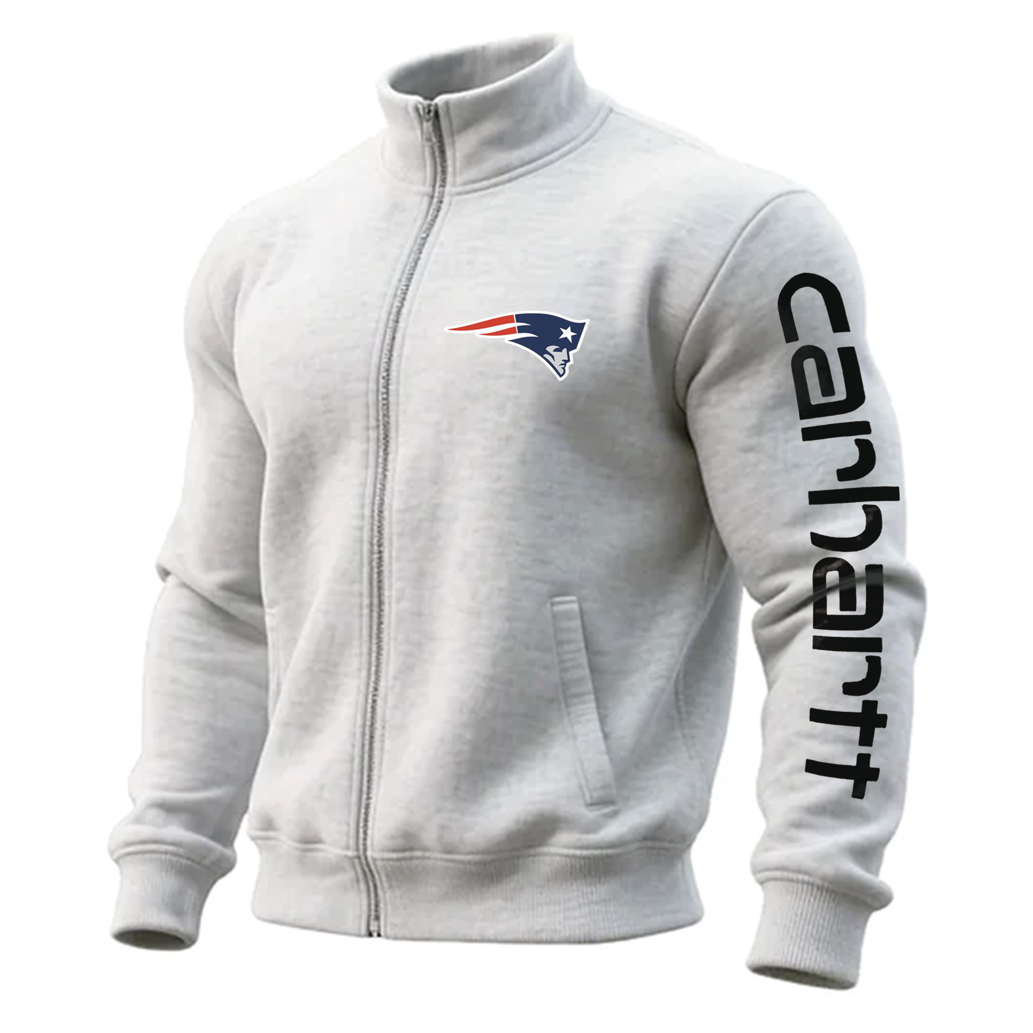 New England Patriots Comfortable Full Zip Stand Collar Sweatshirt Cardigan Jacket