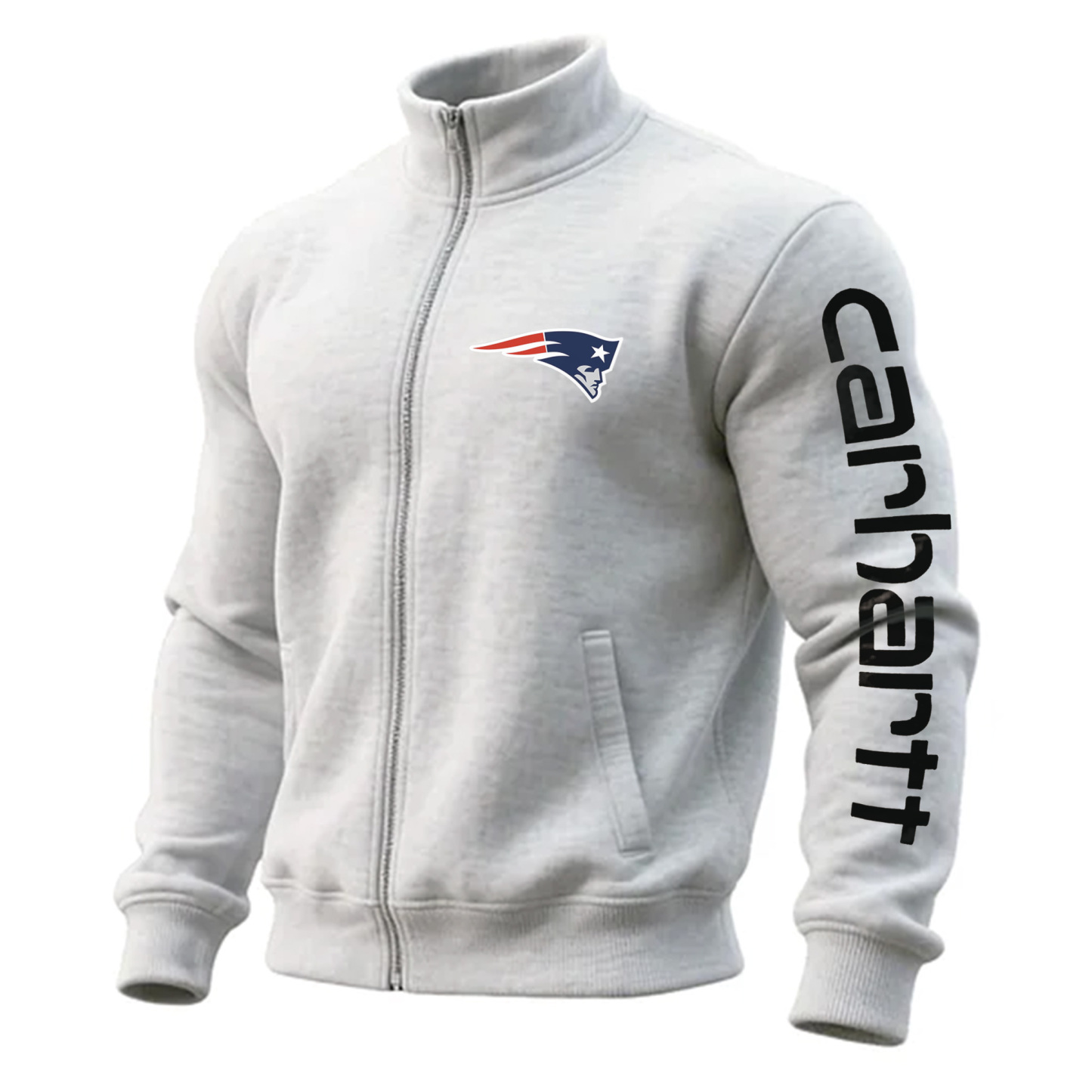 New England Patriots Comfortable Full Zip Stand Collar Sweatshirt Cardigan Jacket