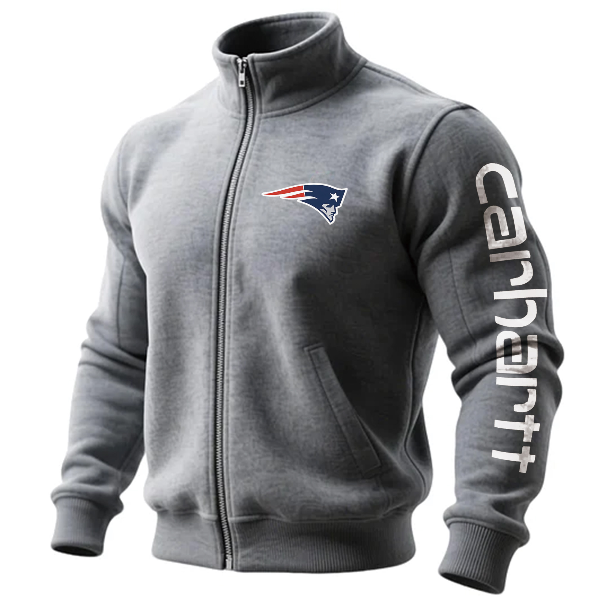 New England Patriots Comfortable Full Zip Stand Collar Sweatshirt Cardigan Jacket