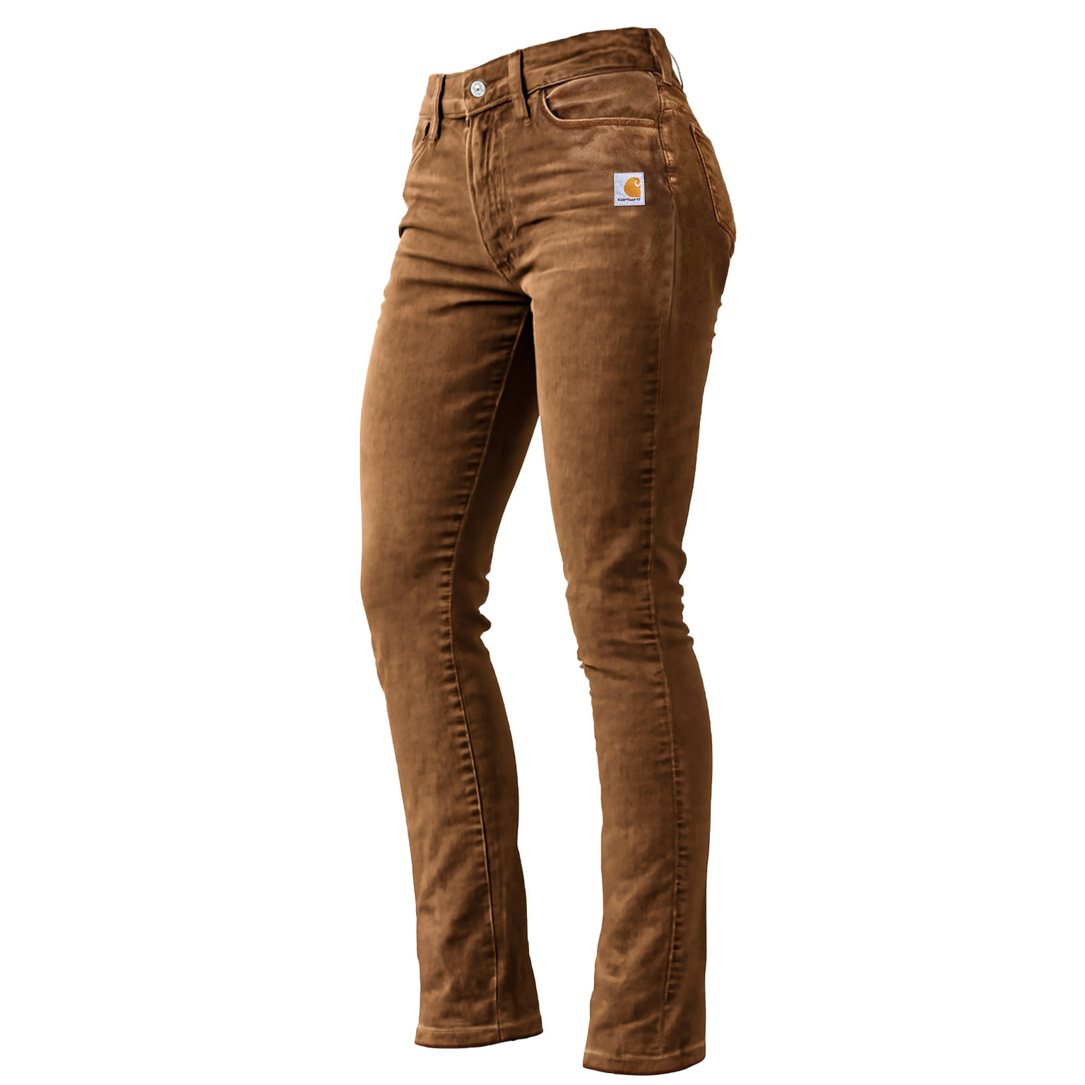 Women's Vintage Brown Distressed Washed Pocket Stretch Skinny Pants Trousers