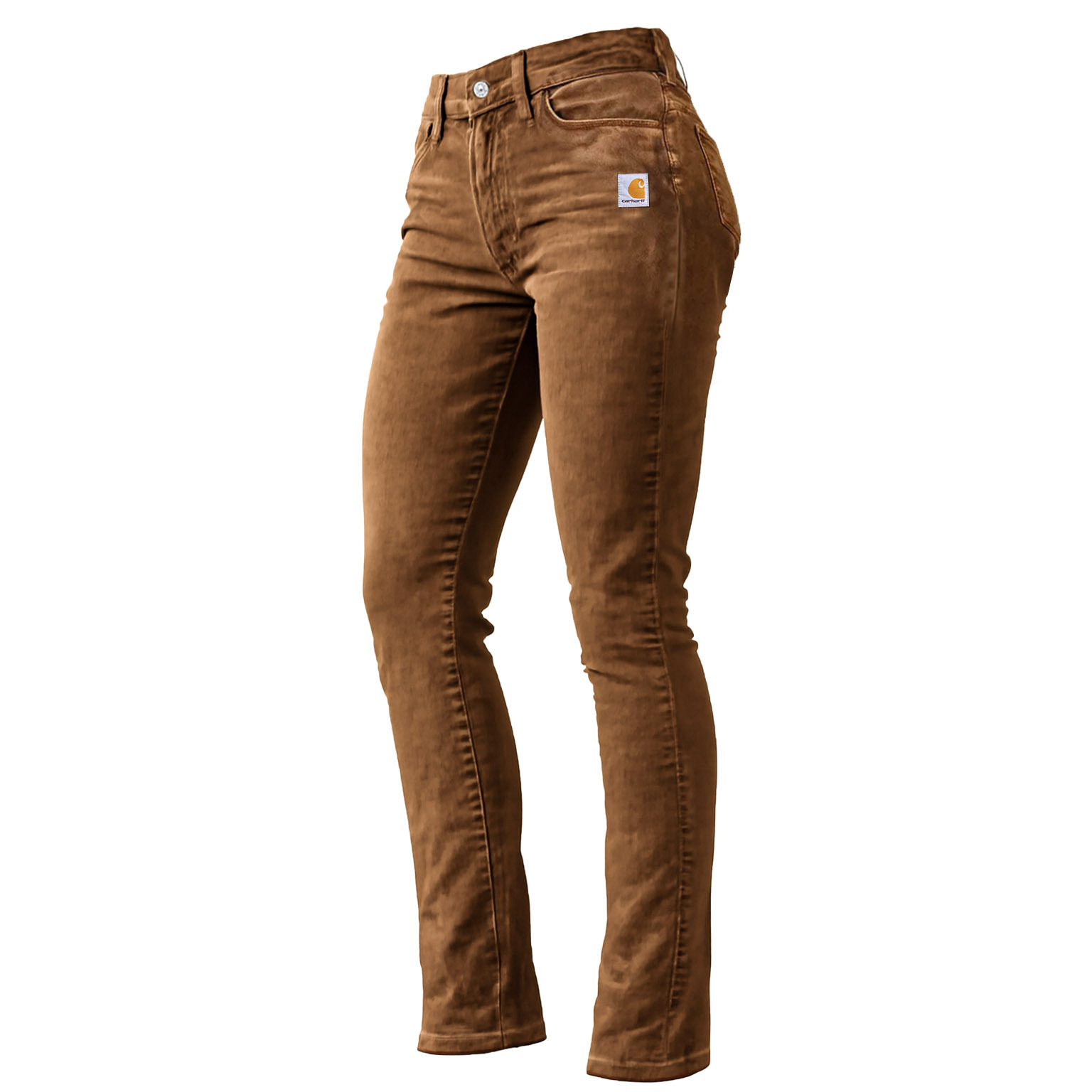 Women's Vintage Brown Distressed Washed Pocket Stretch Skinny Pants Tr