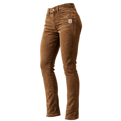 Women's Vintage Brown Distressed Washed Pocket Stretch Skinny Pants Trousers