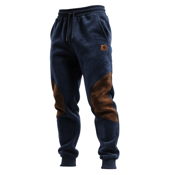 Men's contrast color stitching elastic waist drawstring trousers