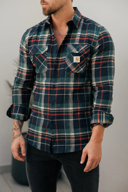Casual Forest Green Plaid Soft Brushed Cotton Flannel Shirt