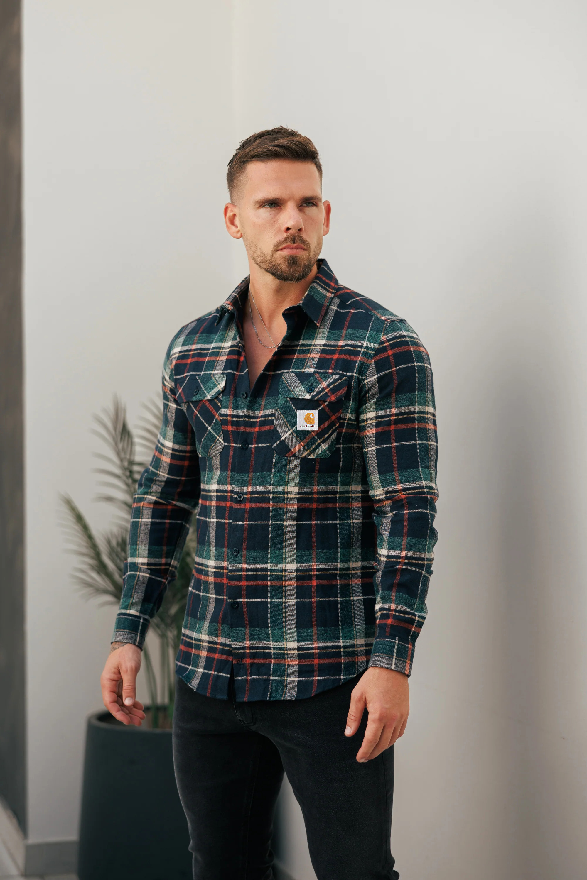 Casual Forest Green Plaid Soft Brushed Cotton Flannel Shirt