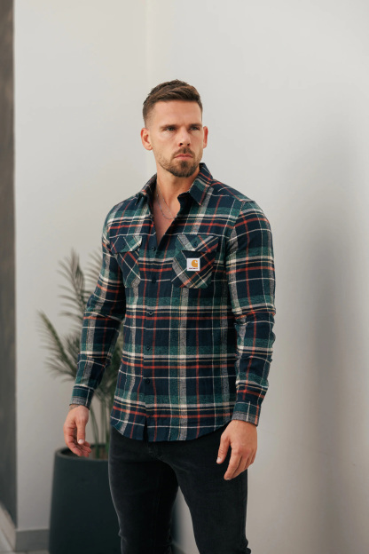 Casual Forest Green Plaid Soft Brushed Cotton Flannel Shirt