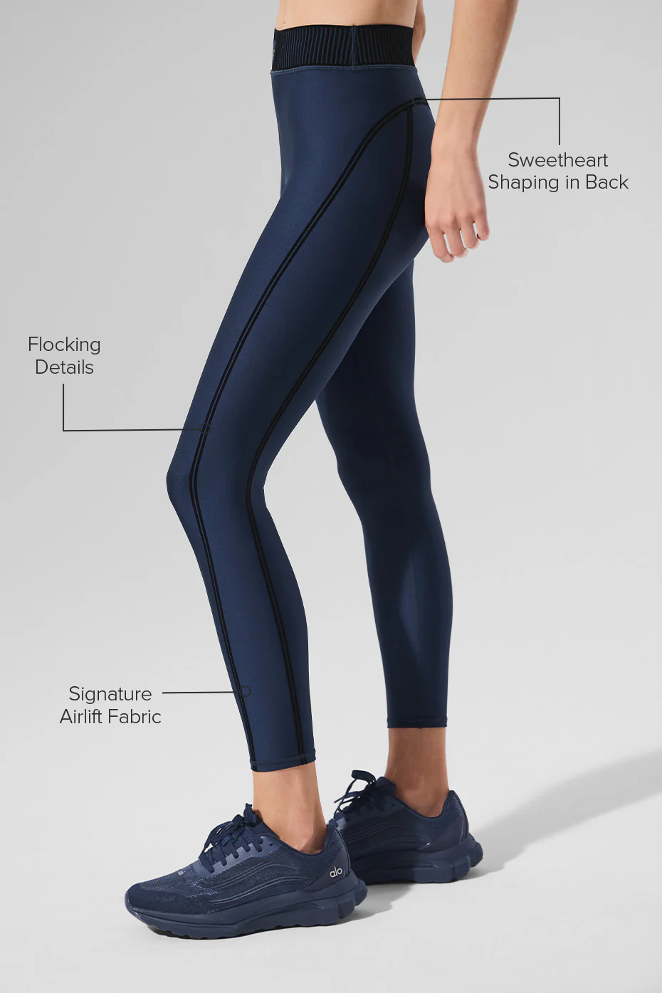 Performance sleek navy blue high-waist training leggings