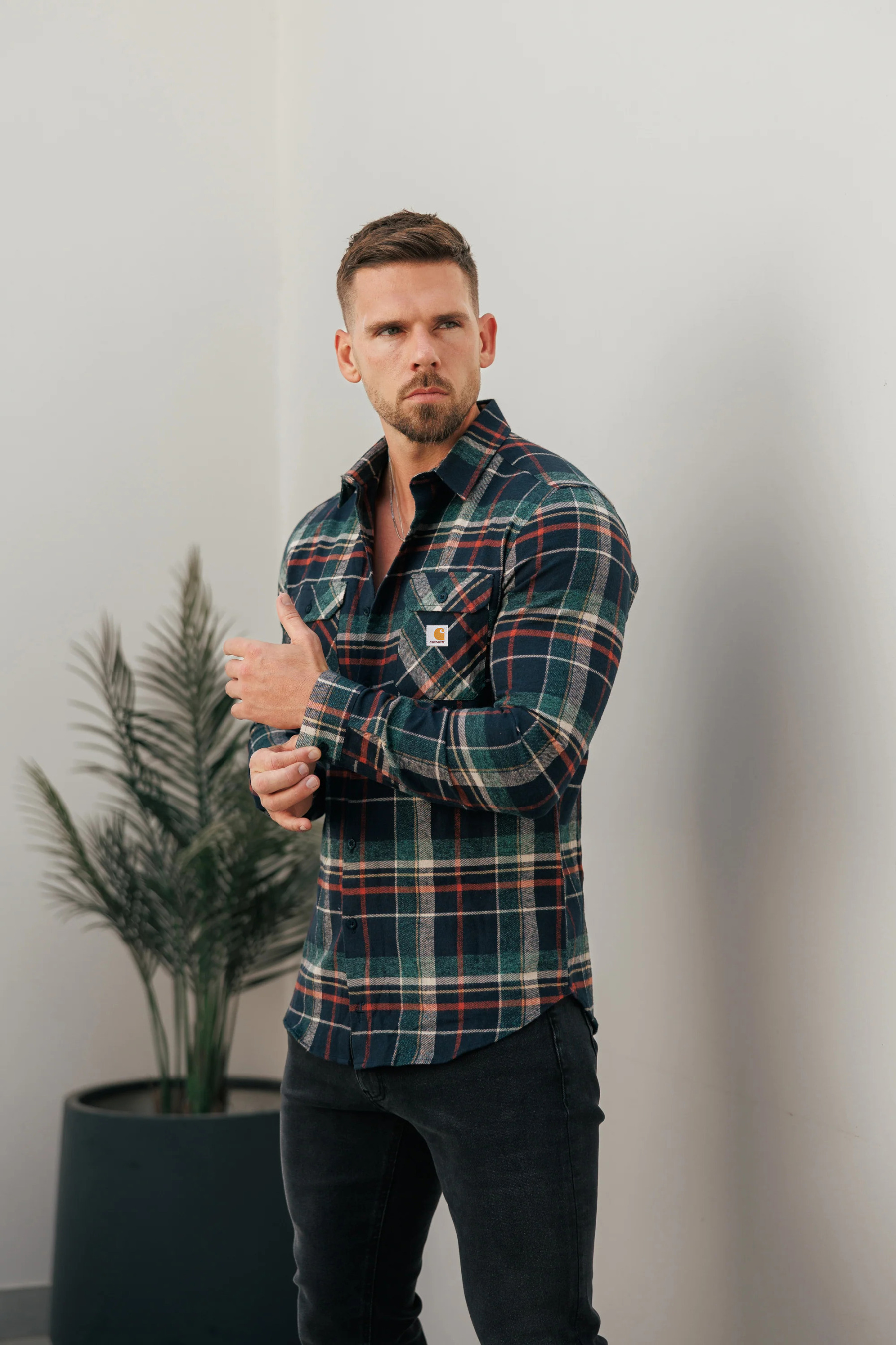 Casual Forest Green Plaid Soft Brushed Cotton Flannel Shirt