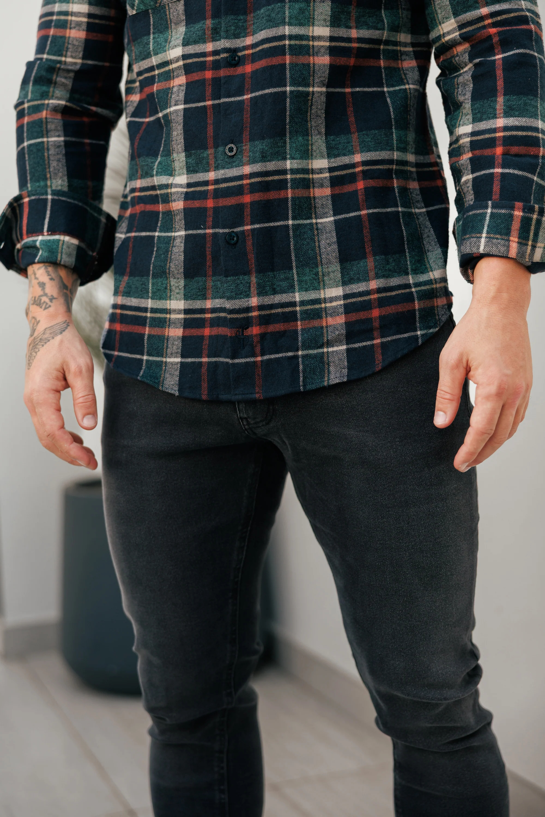 Casual Forest Green Plaid Soft Brushed Cotton Flannel Shirt