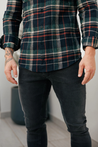 Casual Forest Green Plaid Soft Brushed Cotton Flannel Shirt