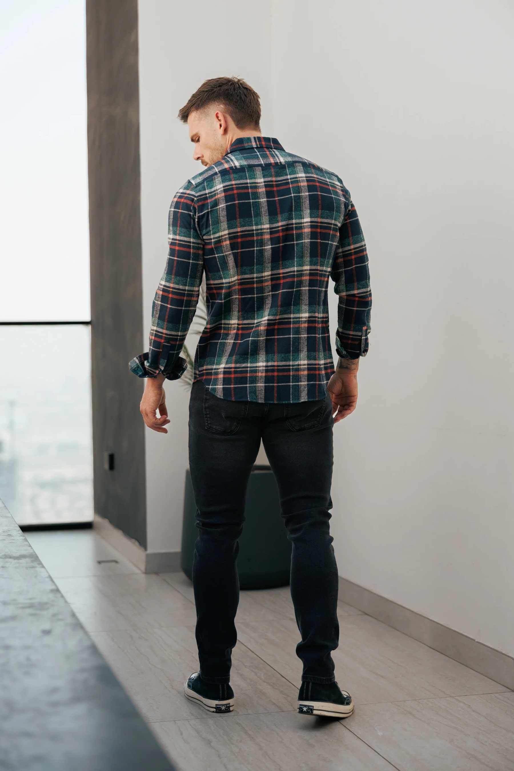 Casual Forest Green Plaid Soft Brushed Cotton Flannel Shirt