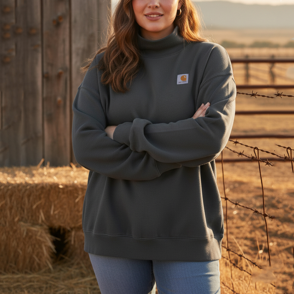 Vintage Turtleneck Casual Sweatshirt, Loose and Comfortable Top