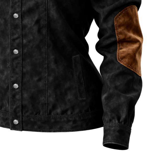 Women's Vintage Suede Black and Brown Elbow Patches Work Jacket