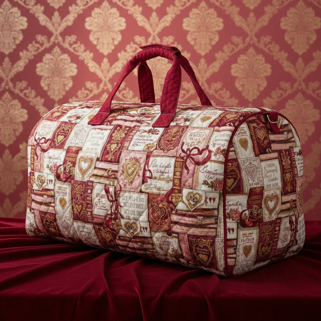 Dark Academia Embroidered Fairy Tale Book Quilted Travel Bag