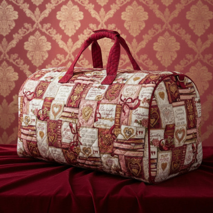 Dark Academia Embroidered Fairy Tale Book Quilted Travel Bag