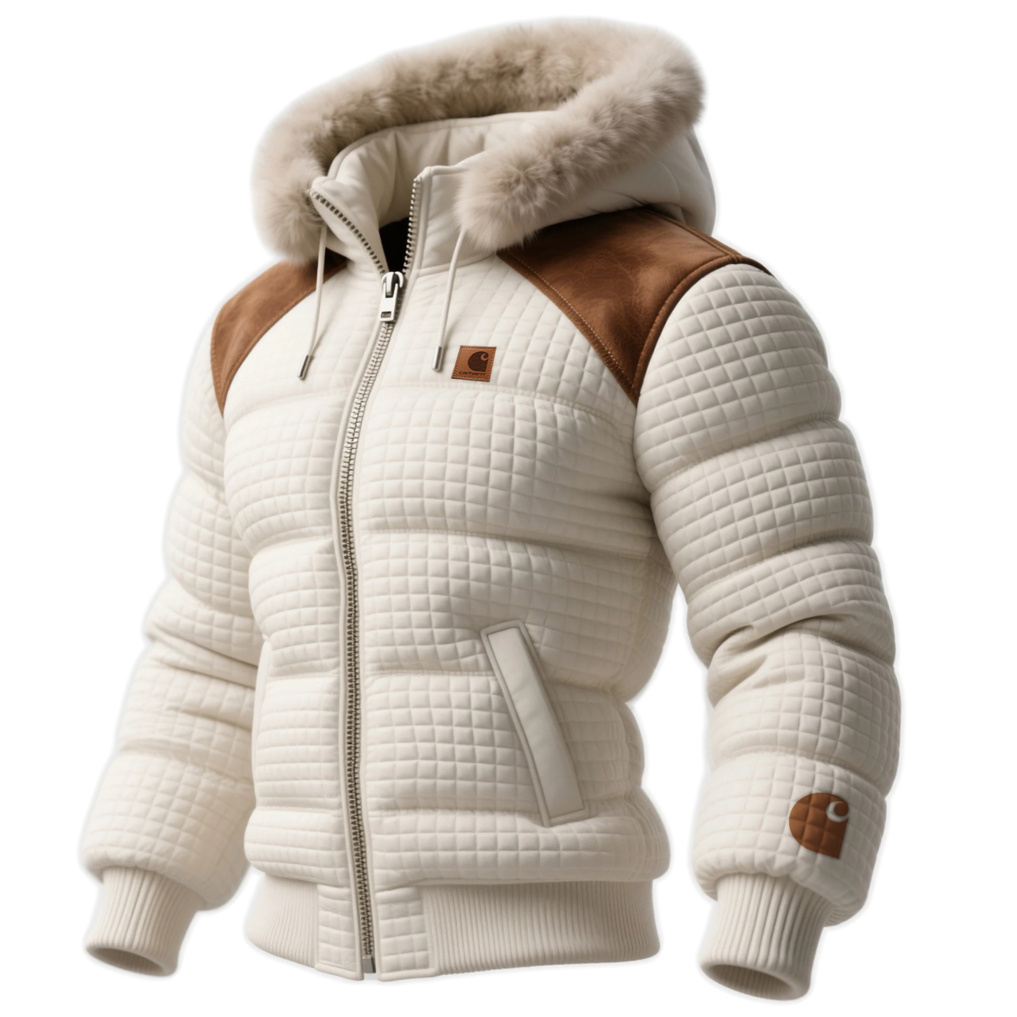 Western Quilted Contrast Shoulder Hooded Jacket