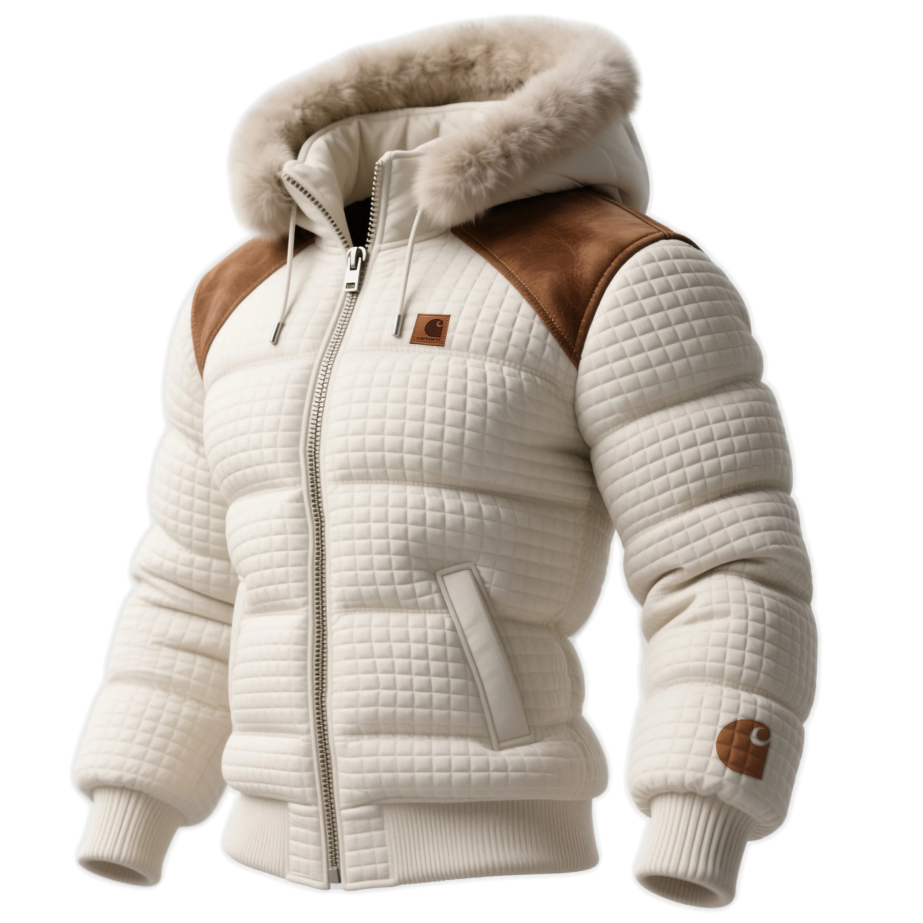 Western Quilted Contrast Shoulder Hooded Jacket