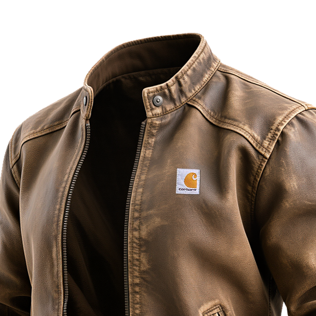 Men's Outdoor Vintage Brown Suede Leather Jacket With Zipper Closure