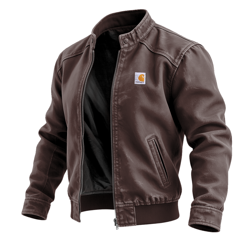 Men's Outdoor Vintage Brown Suede Leather Jacket With Zipper Closure