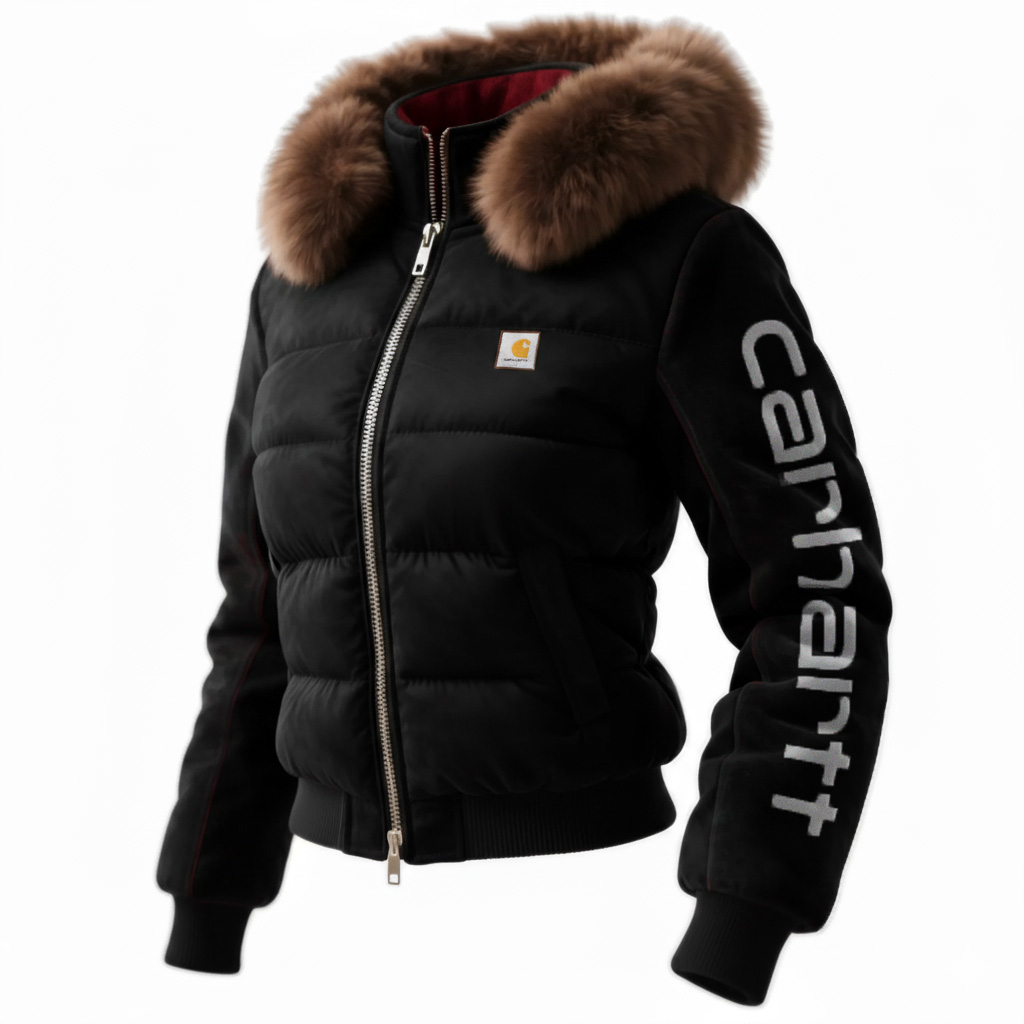 Warm Fur Hood Suede Puffer