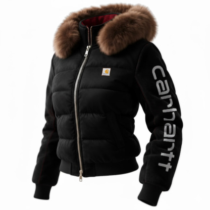 Warm Fur Hood Suede Puffer