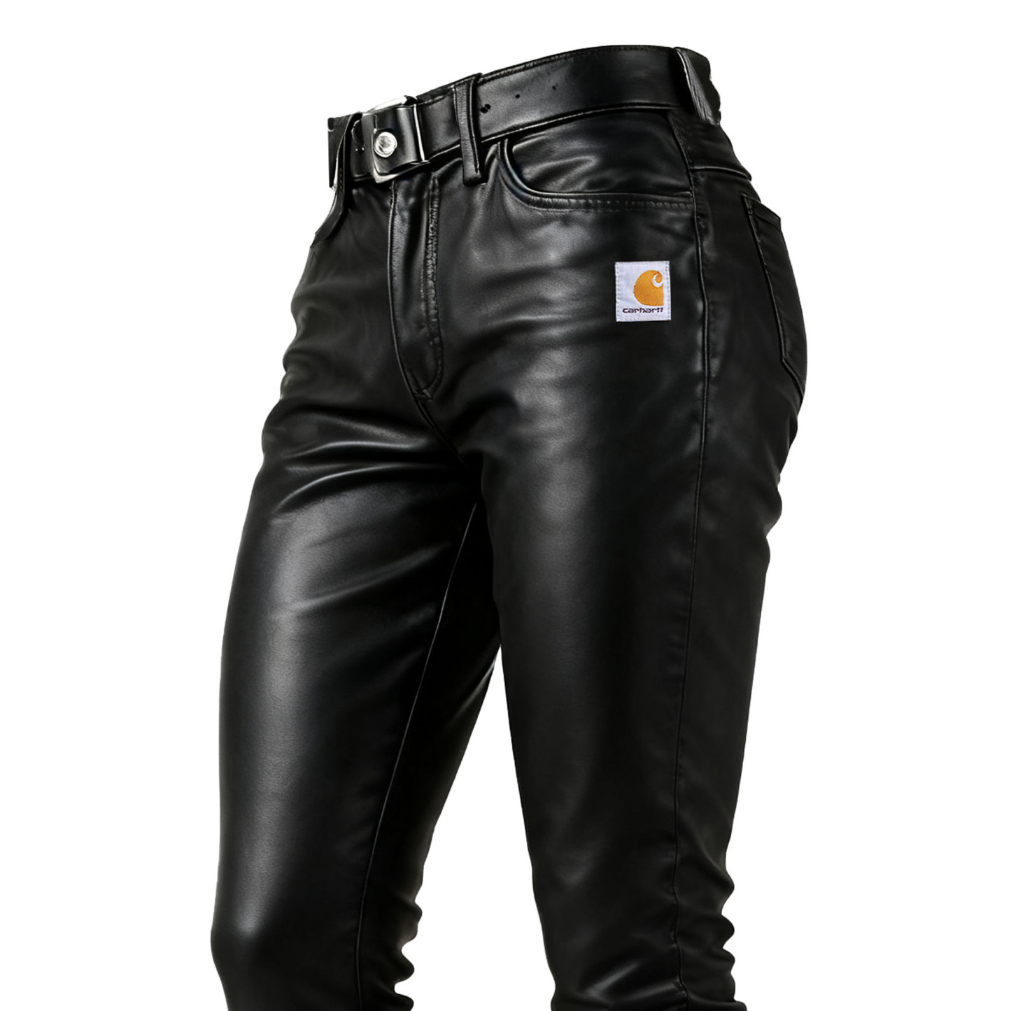 Women's Vintage Black Leather Zipper Skinny Pants