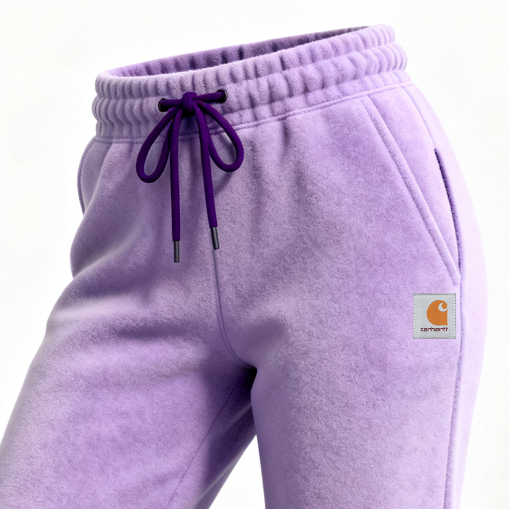 Women's Fleece Sweatpants With Contrast Cuffs Embroidered Logo Lavender Purple