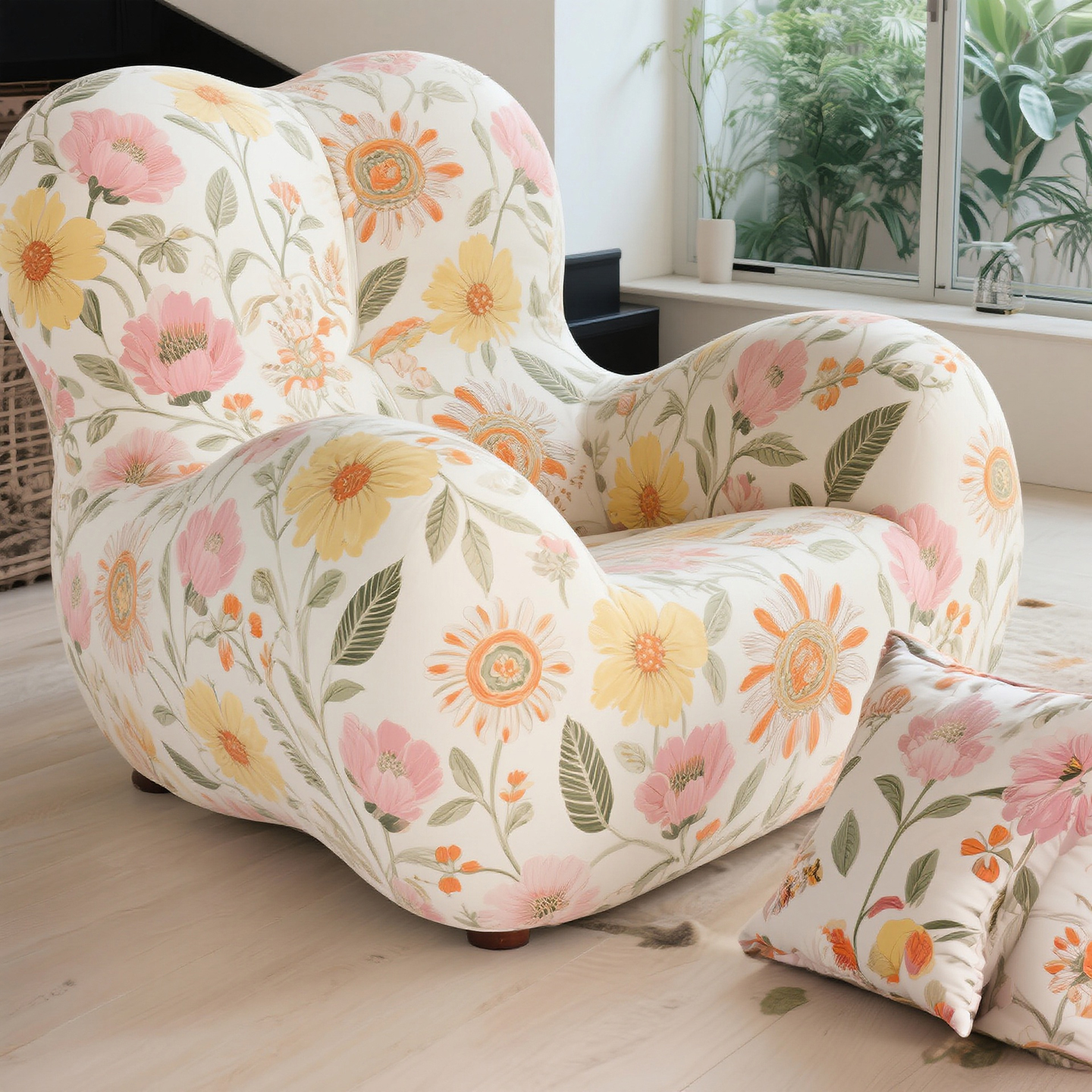[Dopamine Aesthetics] Italian designer single-seat model: A decorative art sofa with blooming flowers