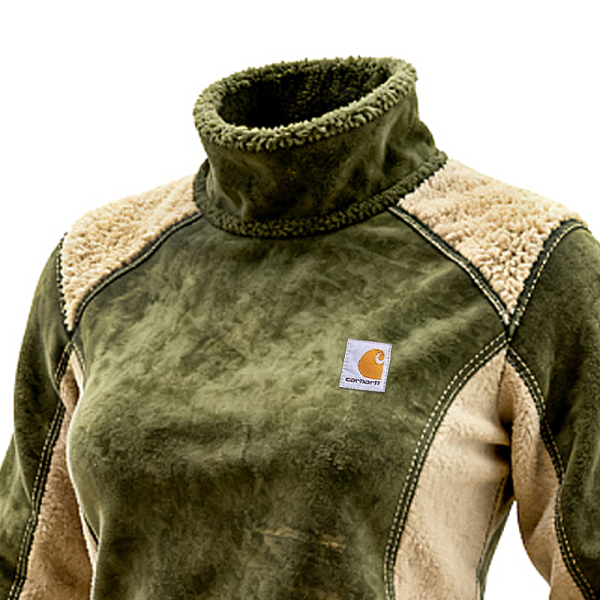 Women's Olive Green High-Neck Fleece Pullover Sweater Jacket