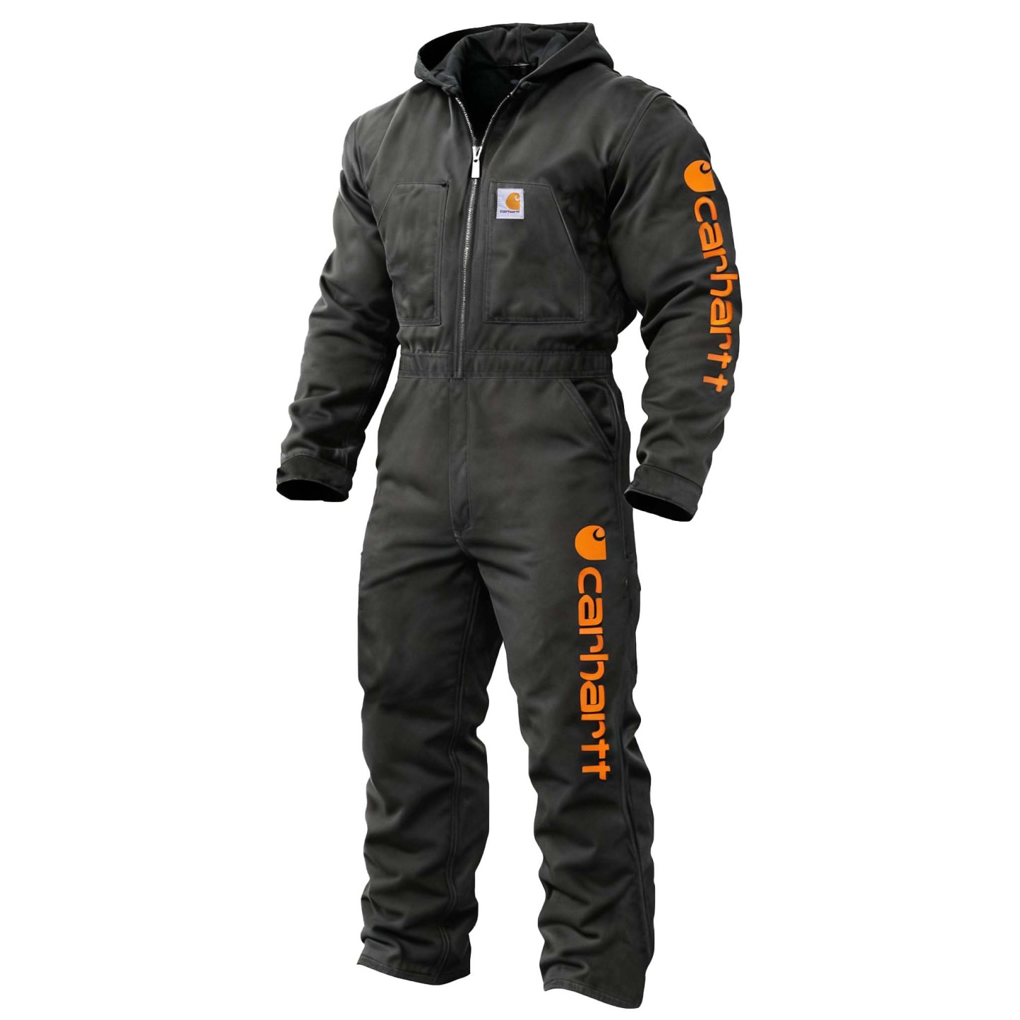 Men's Vintage Black Duck Work Insulated Coverall Long Sleeve Hooded Jumpsuit