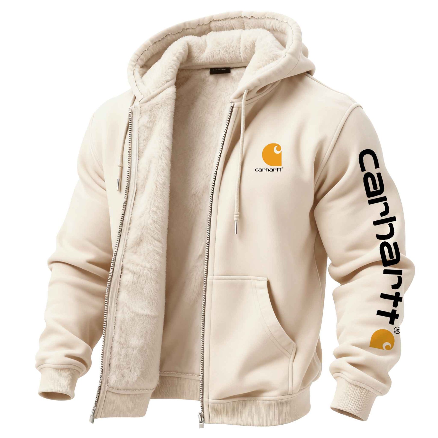 Men's Vintage Fleece Pocket Full Zip Long Sleeve Hoodie Jacket