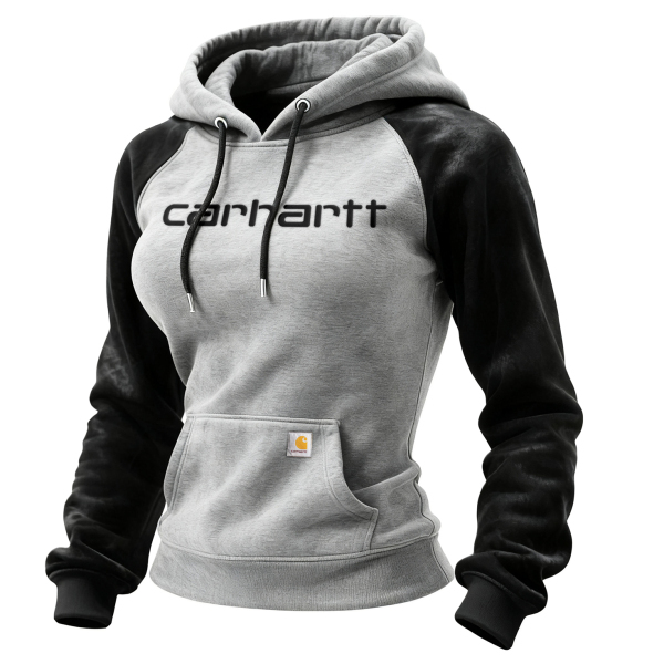 Outdoor women's casual suede contrast color stitching raglan sleeve hooded sweatshirt retro western sweatshirt