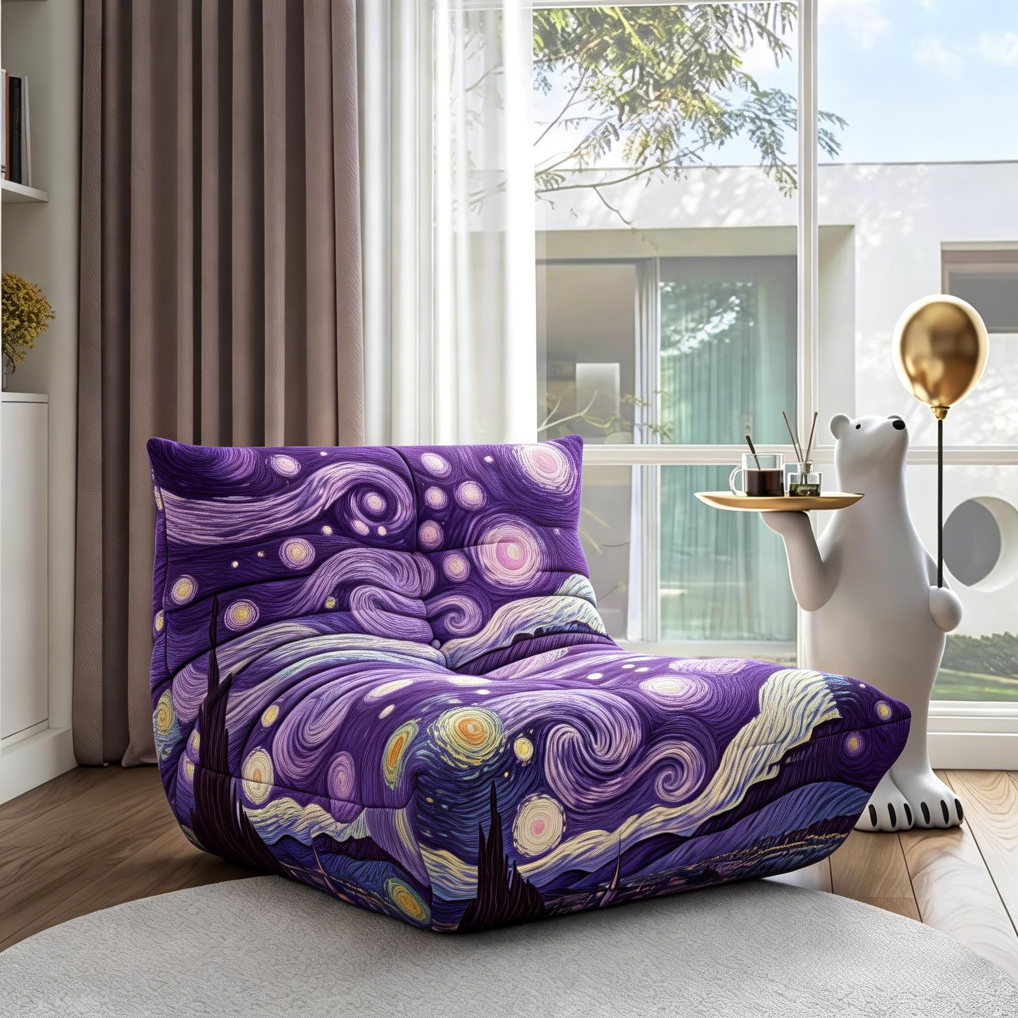【Star River Dream】Van Gogh Tribute Series: Italian Trendy Artistic Single Chair with Big Toes