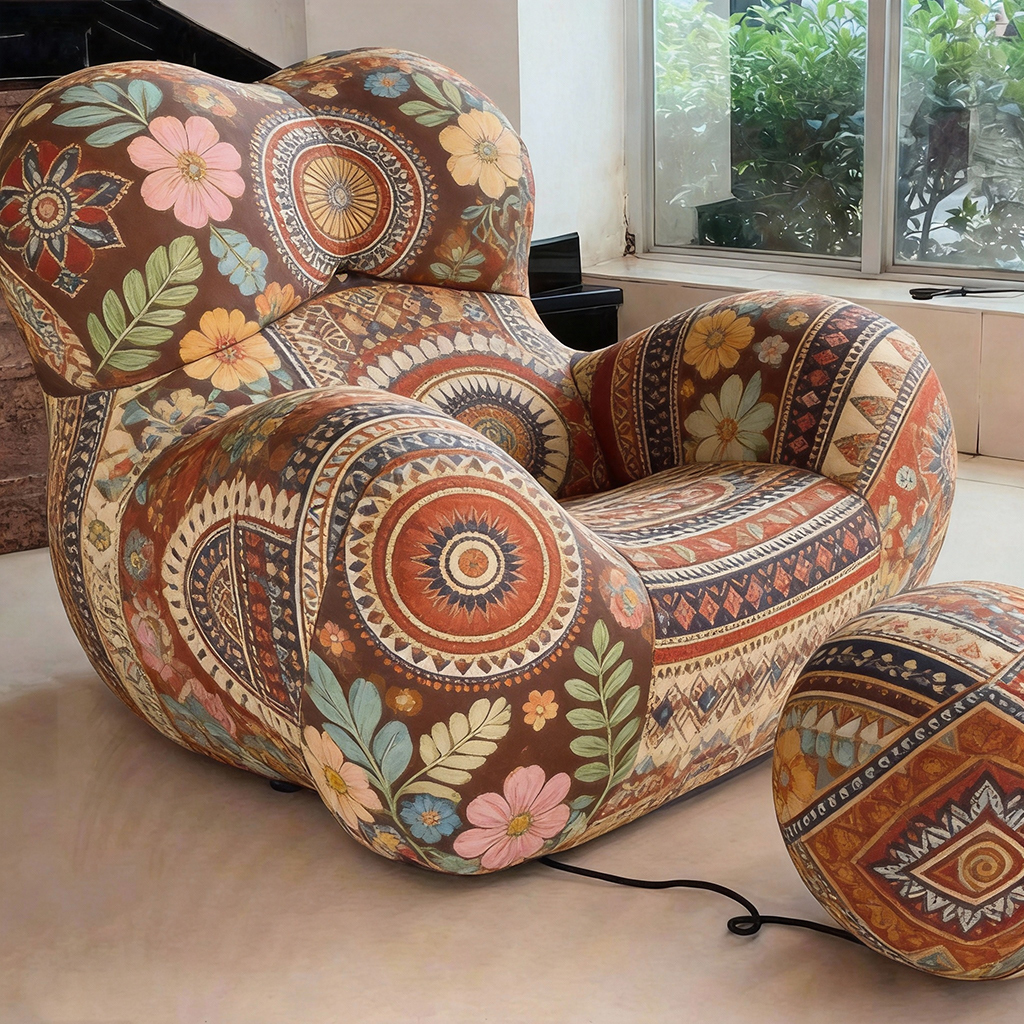 Healing Series - Mom's Arms. Rustic floral single sofa: Give your body a gentle hug