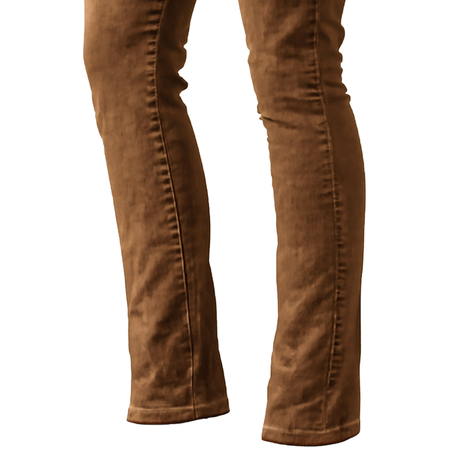 Women's Vintage Brown Distressed Washed Pocket Stretch Skinny Pants Trousers