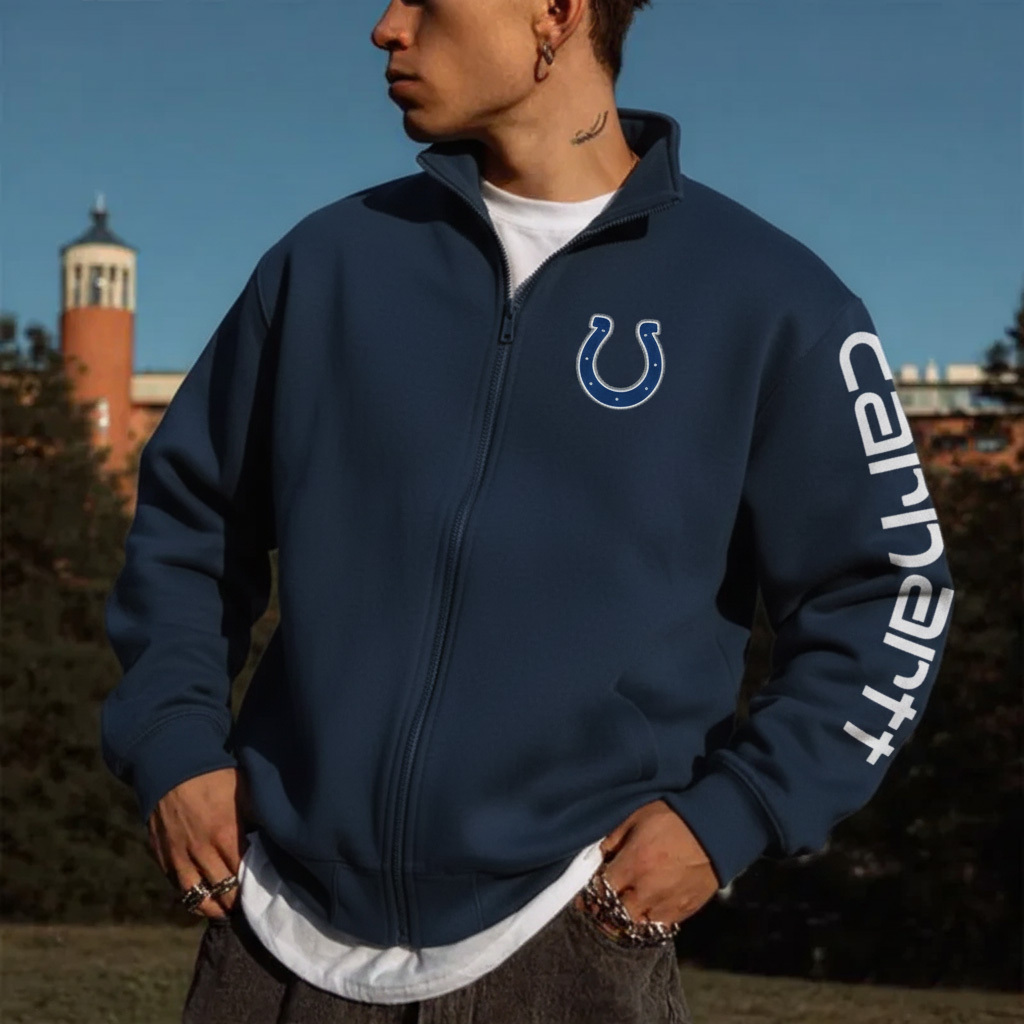 Indianapolis Colts Comfortable Full Zip Stand Collar Sweatshirt Cardigan Jacket