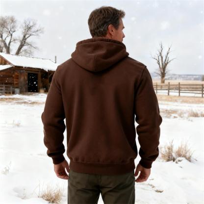 Men's Vintage Fleece Pocket Full Zip Long Sleeve Hoodie Jacket