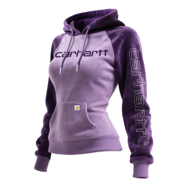 Women's suede contrast hooded sweatshirt