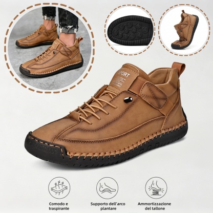⏰ Sconto del 70% oggi - Non perderlo! 🐂 Scarpe ortopediche in pelle italiana cucite a mano con supporto dell'arco plantare ✅ Morbide e comode, offrono un comfort immediato.