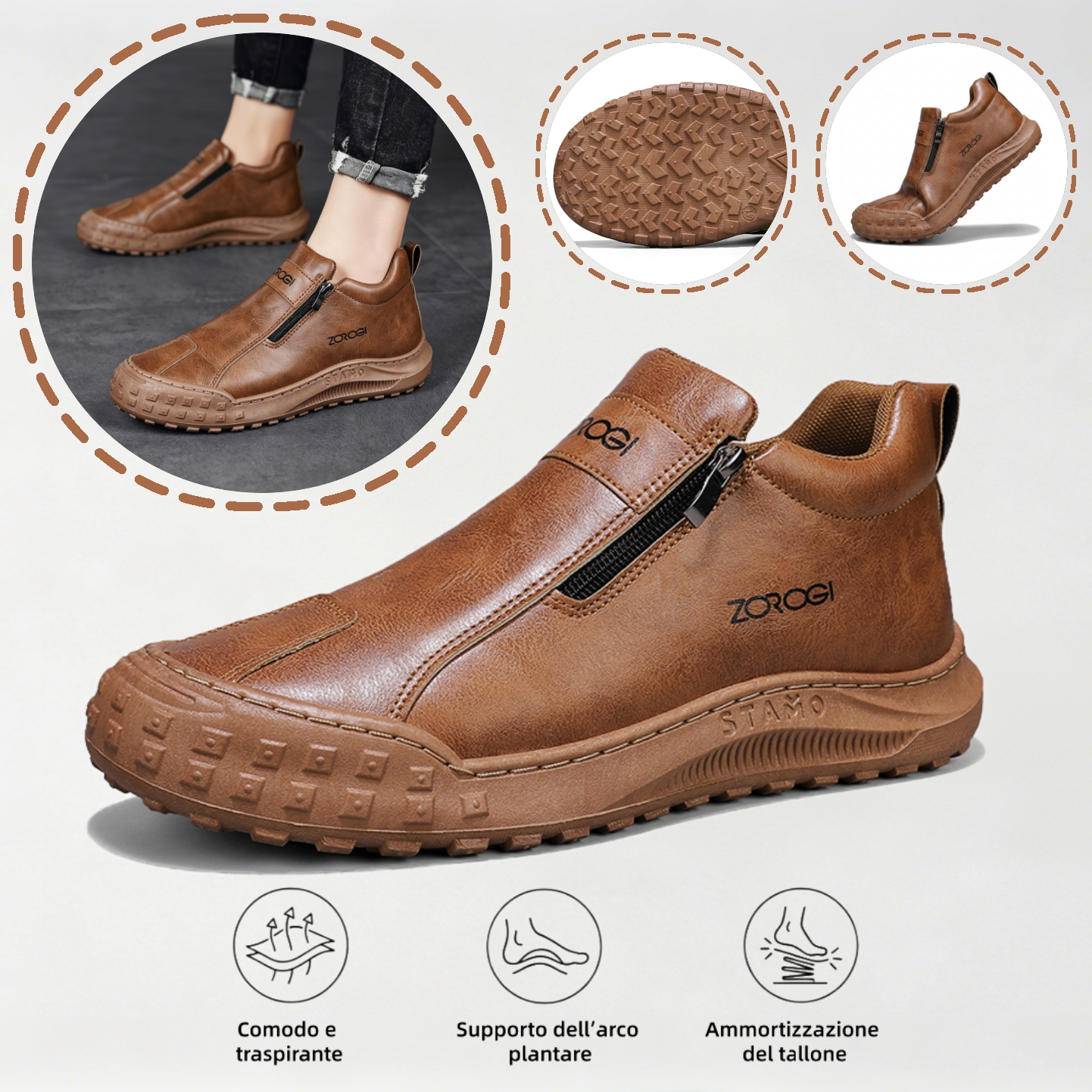 ⏰ Sconto del 67% oggi - Non perderlo! 🐂 Scarpe ortopediche in pelle italiana cucite a mano con supporto dell'arco plantare ✅ Morbide e comode, offrono un comfort immediato.