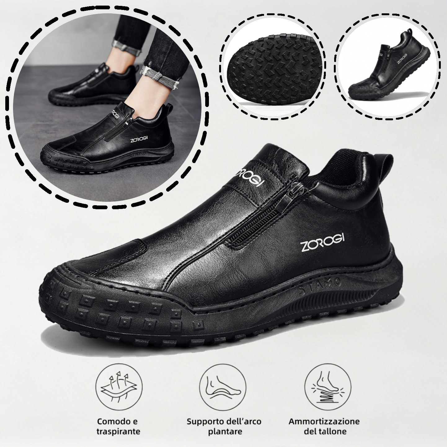 ⏰ Sconto del 67% oggi - Non perderlo! 🐂 Scarpe ortopediche in pelle italiana cucite a mano con supporto dell'arco plantare ✅ Morbide e comode, offrono un comfort immediato.