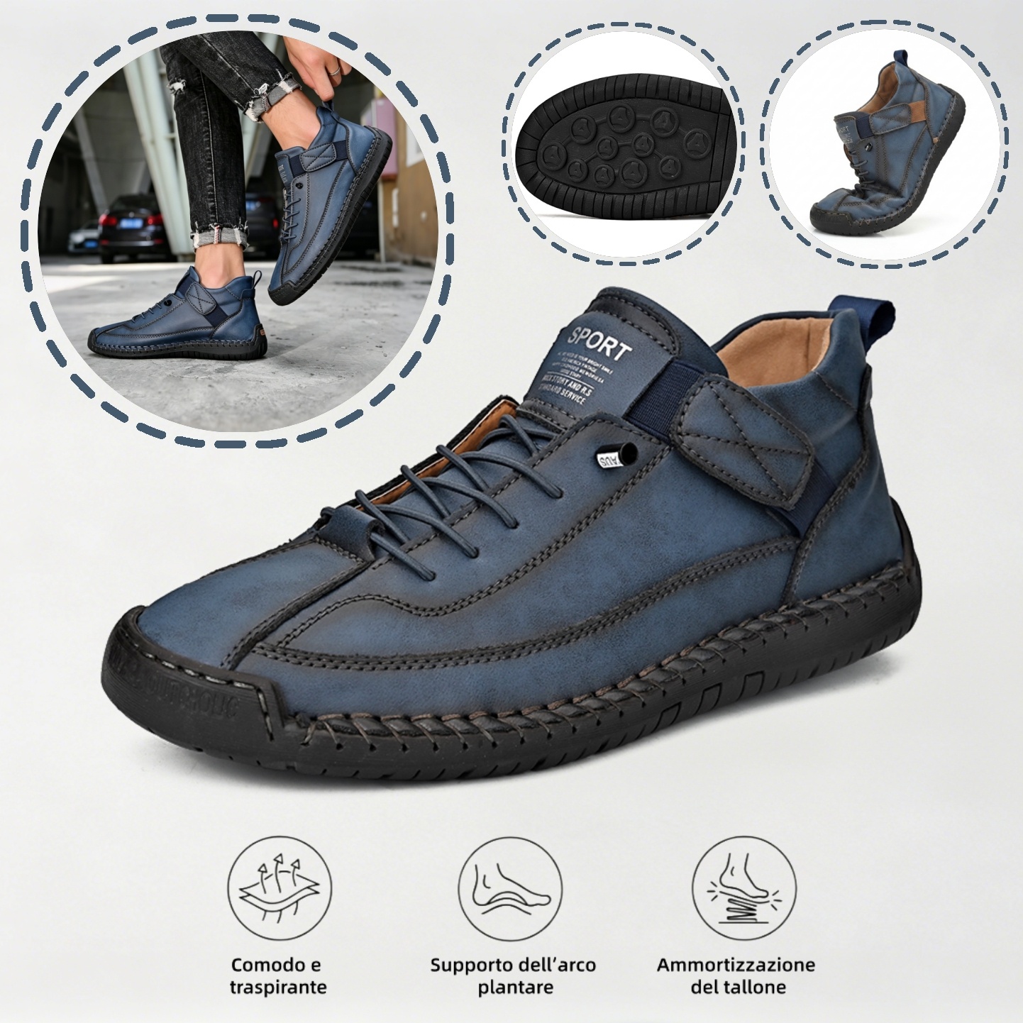 ⏰ Sconto del 70% oggi - Non perderlo! 🐂 Scarpe ortopediche in pelle italiana cucite a mano con supporto dell'arco plantare ✅ Morbide e comode, offrono un comfort immediato.