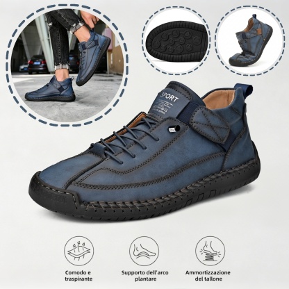 ⏰ Sconto del 70% oggi - Non perderlo! 🐂 Scarpe ortopediche in pelle italiana cucite a mano con supporto dell'arco plantare ✅ Morbide e comode, offrono un comfort immediato.