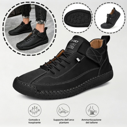 ⏰ Sconto del 70% oggi - Non perderlo! 🐂 Scarpe ortopediche in pelle italiana cucite a mano con supporto dell'arco plantare ✅ Morbide e comode, offrono un comfort immediato.