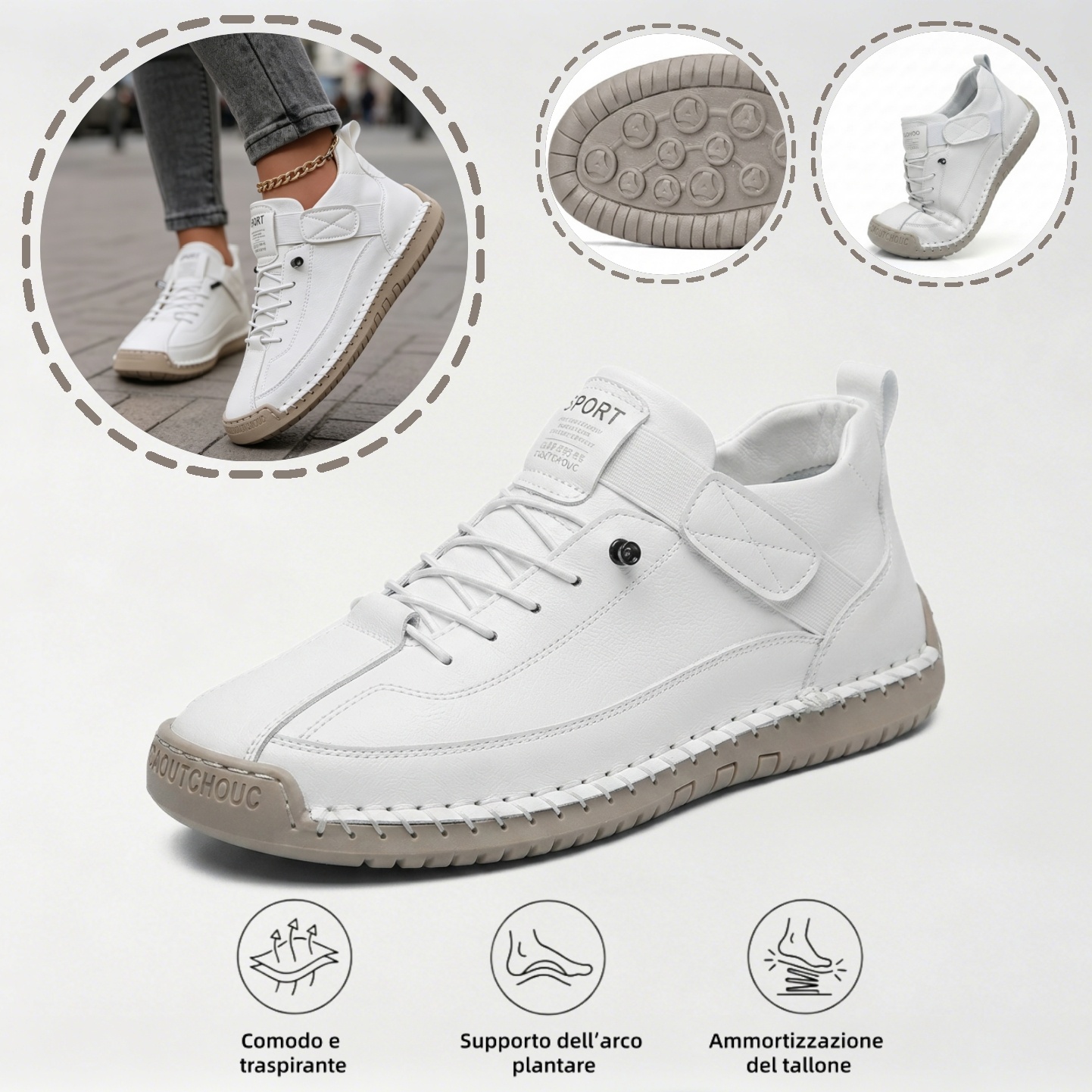 ⏰ Sconto del 70% oggi - Non perderlo! 🐂 Scarpe ortopediche in pelle italiana cucite a mano con supporto dell'arco plantare ✅ Morbide e comode, offrono un comfort immediato.