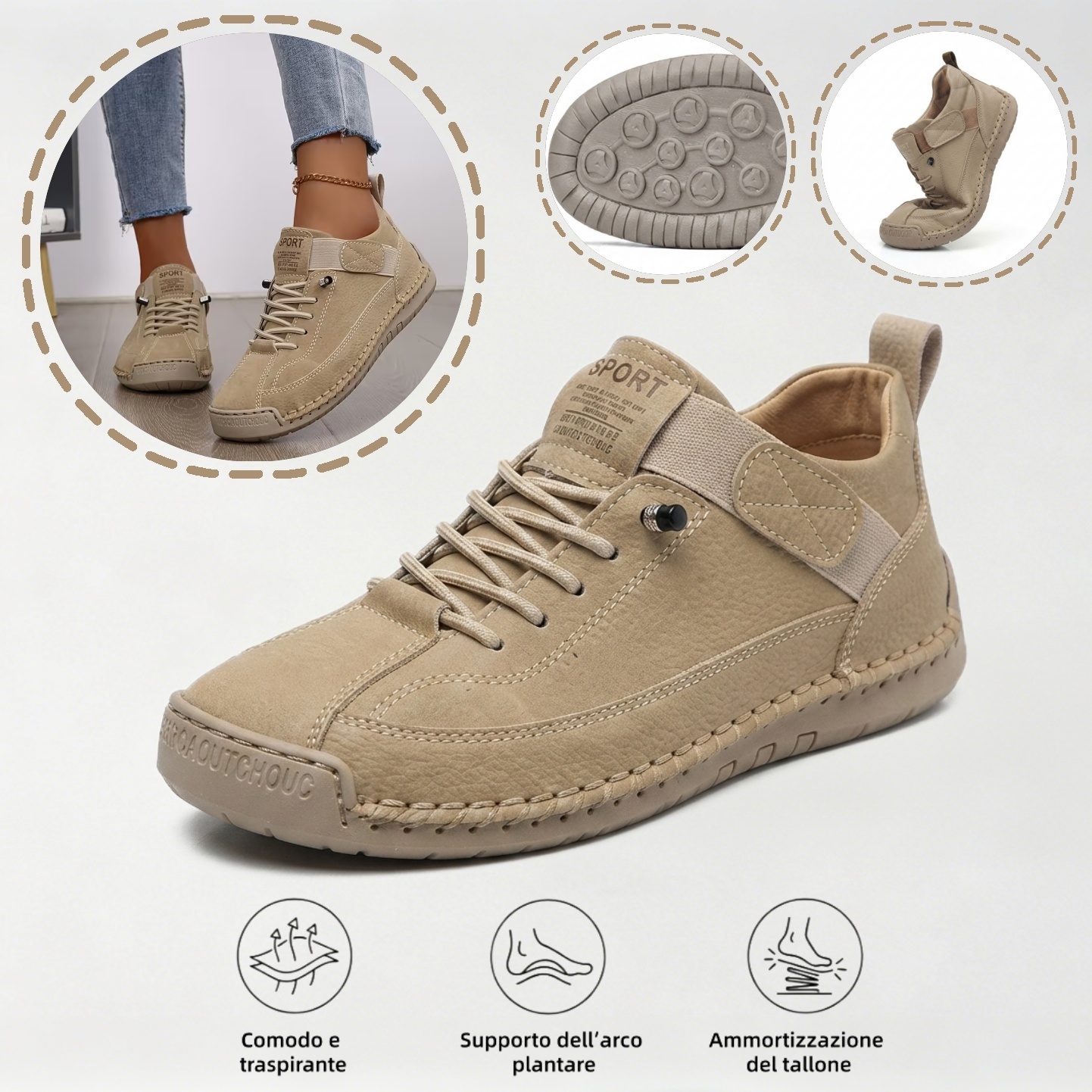 ⏰ Sconto del 70% oggi - Non perderlo! 🐂 Scarpe ortopediche in pelle italiana cucite a mano con supporto dell'arco plantare ✅ Morbide e comode, offrono un comfort immediato.