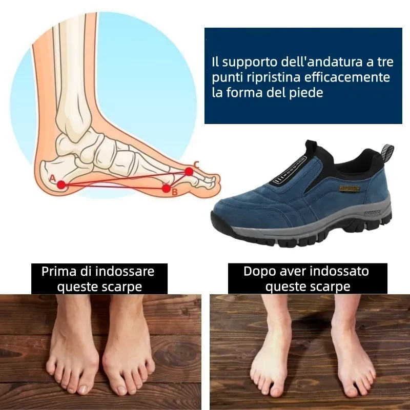 Scarpe ortopediche mediche dal design ergonomico che alleviano il dolore alla schiena, alle articolazioni e alle gambe.